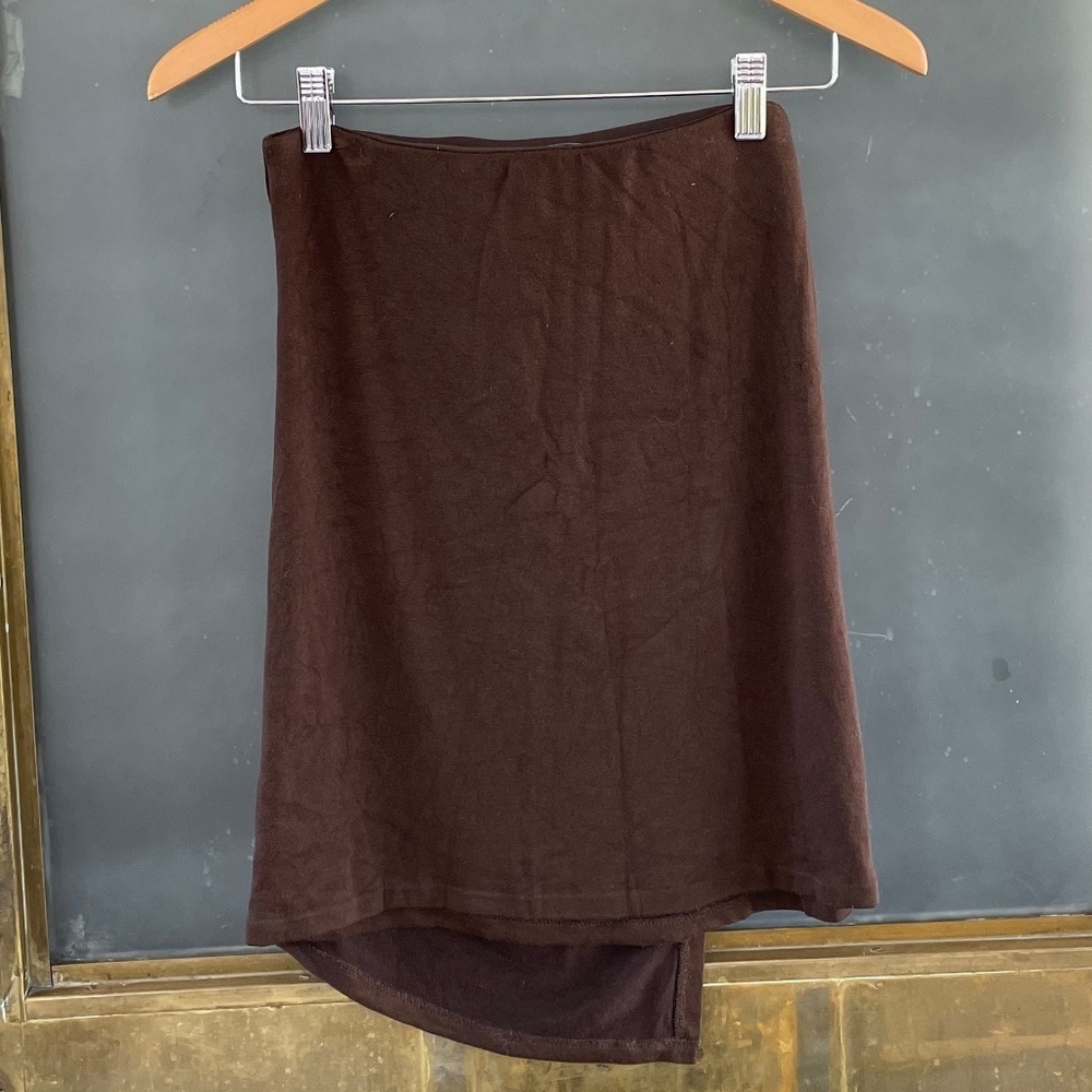 Vince Brown Draped Asymmetrical Stretchy Skirt Minimalist Designer - Picture 3 of 4